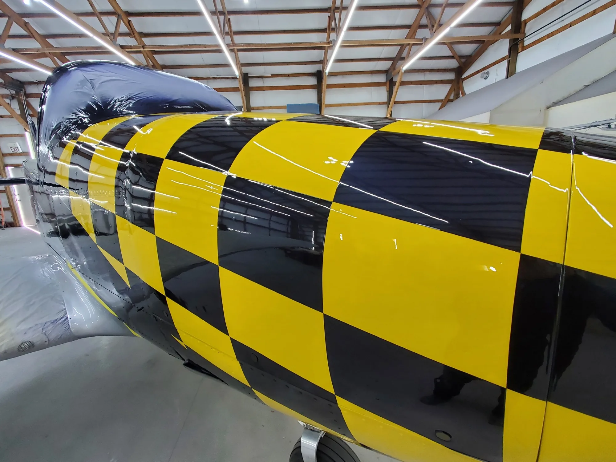 High gloss checkerboard paint detail